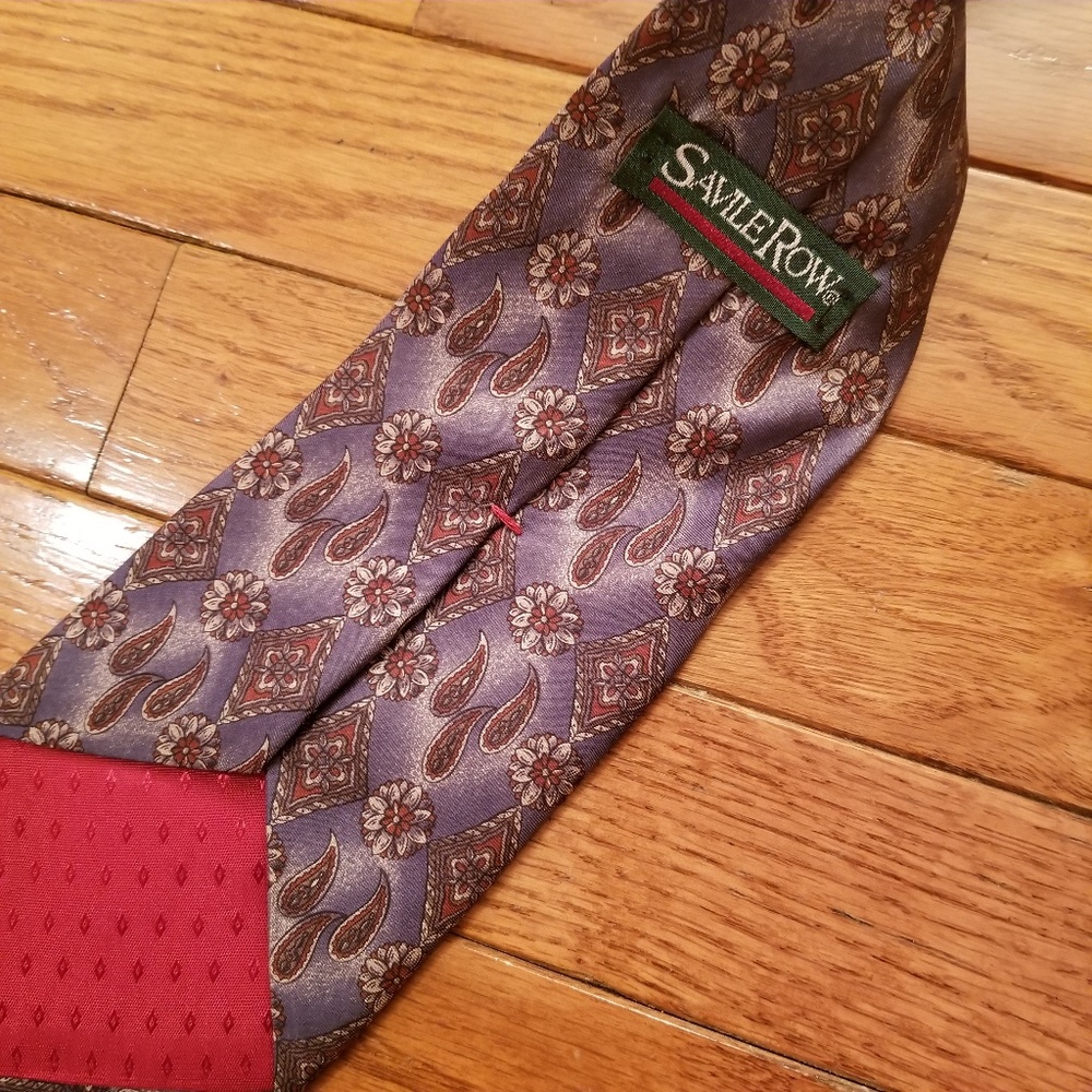 Silk Salvie Row Luxury Purple and Red Tie